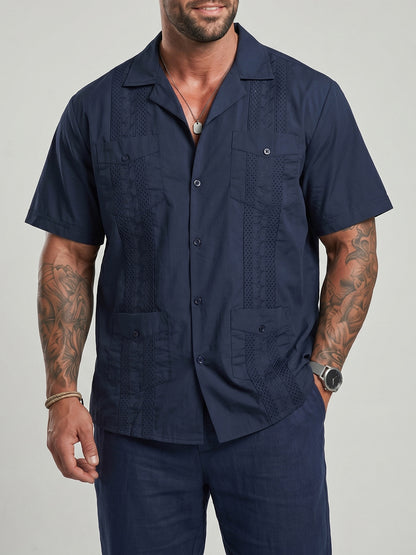 KZZ Men's Short-Sleeve Collared Shirt
