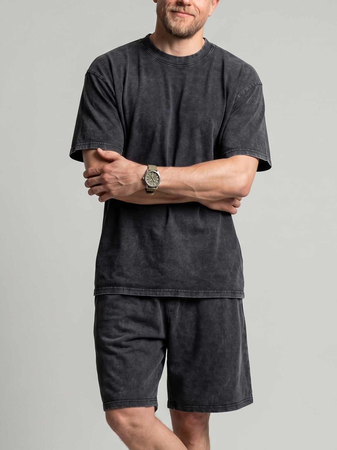 KZZ Distressed Loose-Fit T-Shirt and Drawstring Shorts