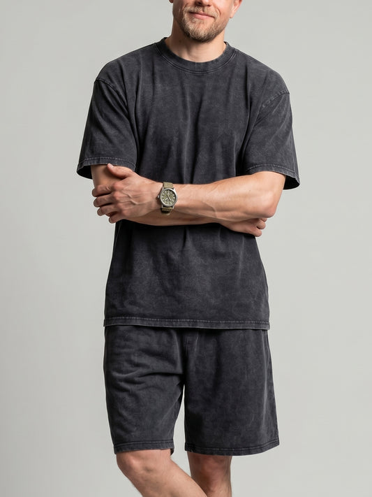 KZZ Distressed Loose-Fit T-Shirt and Drawstring Shorts