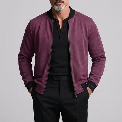 KZZ Men's Casual Solid Zipper Long Sleeve Jacket