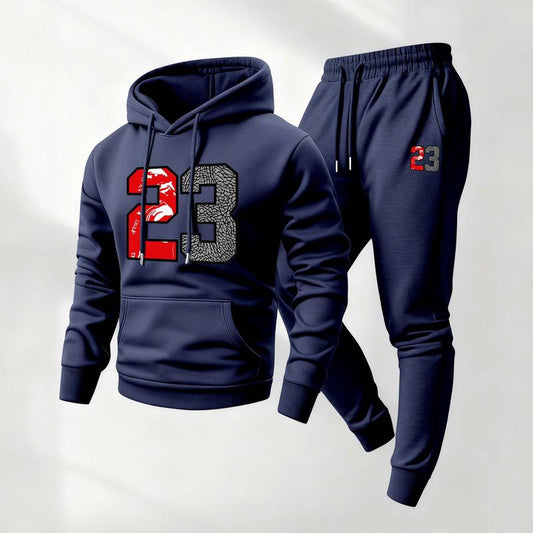 KZZ Men's Casual Athletic Long-Sleeved Hooded Jacket And Pants