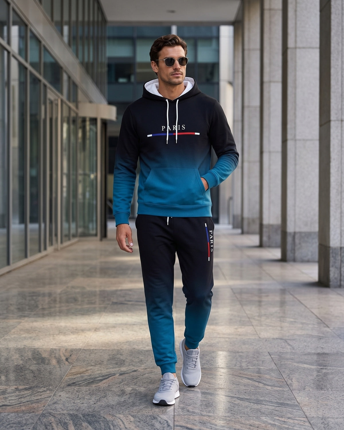 KZZ Men's Street Fashion Hoodie Set  Gradual Color Change  Hot Selling