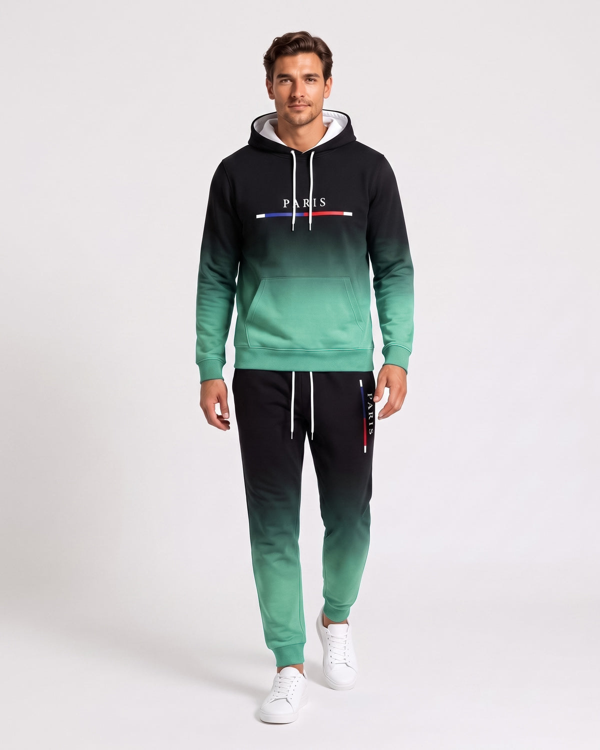 KZZ Men's Street Fashion Hoodie Set  Gradual Color Change  Hot Selling