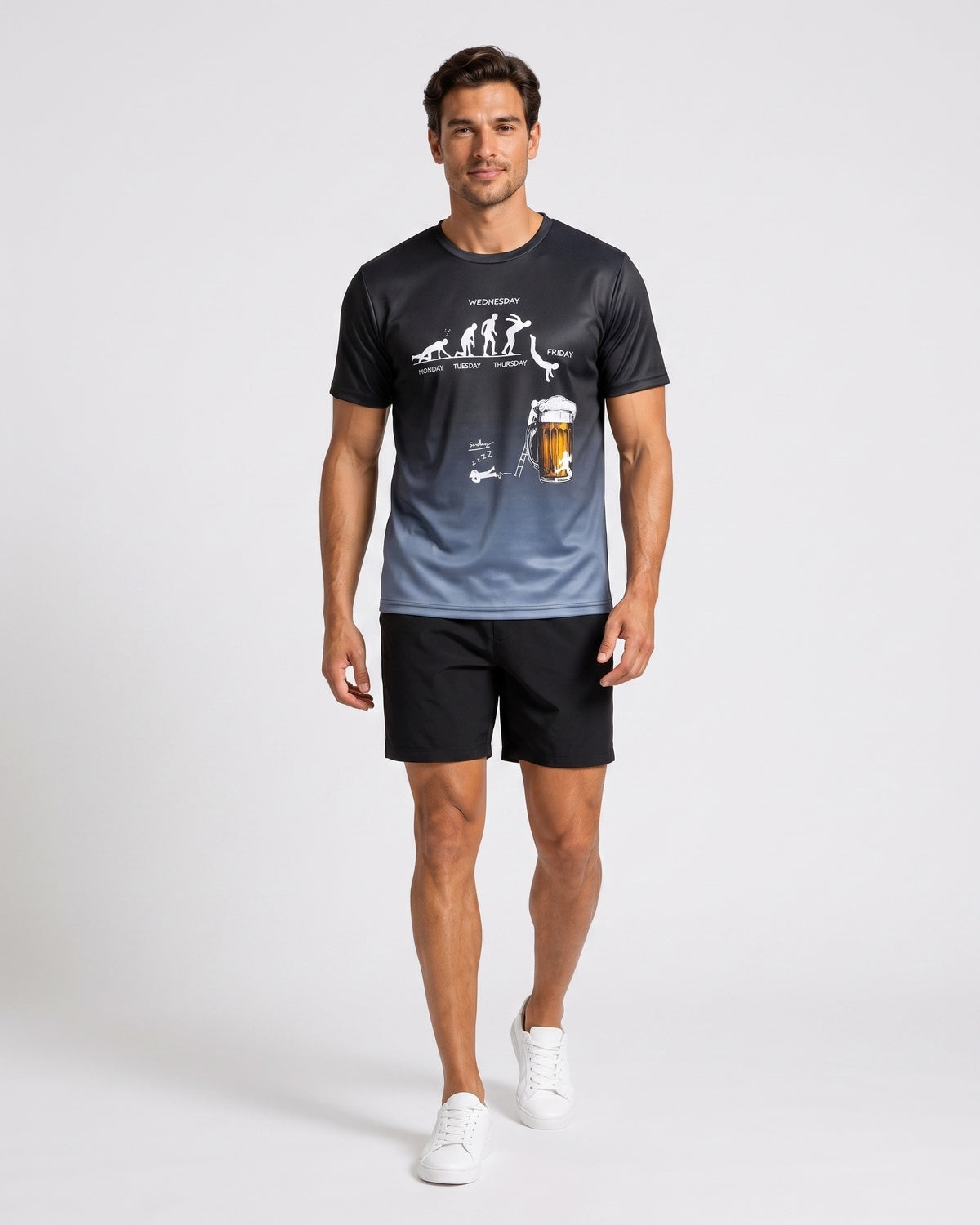 KZZ Men's 3D Printed Beer Evolution Graphic Tee