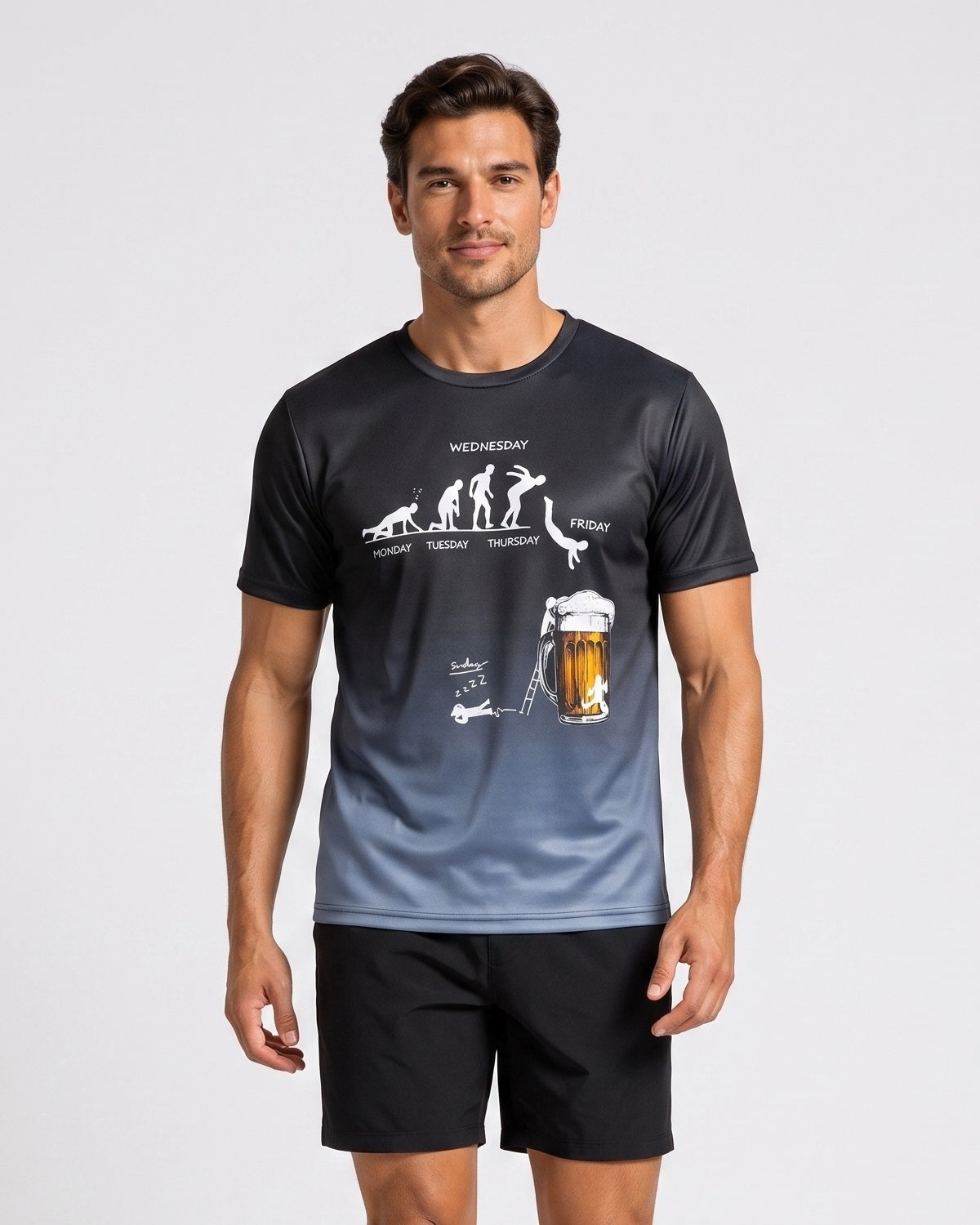 KZZ Men's 3D Printed Beer Evolution Graphic Tee