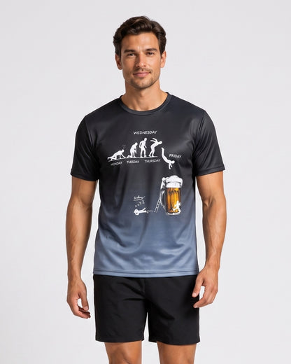 KZZ Men's 3D Printed Beer Evolution Graphic Tee