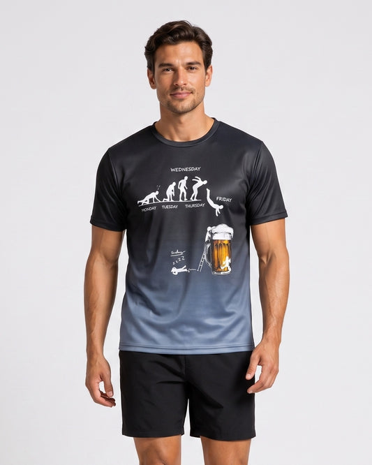 KZZ Men's 3D Printed Beer Evolution Graphic Tee