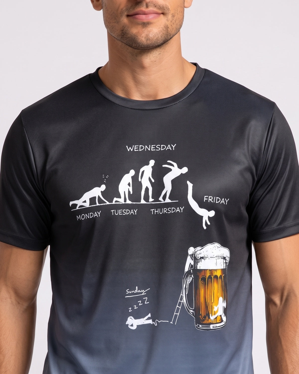 KZZ Men's 3D Printed Beer Evolution Graphic Tee