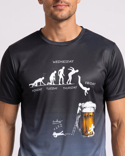 KZZ Men's 3D Printed Beer Evolution Graphic Tee