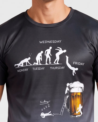 KZZ Men's 3D Printed Beer Evolution Graphic Tee