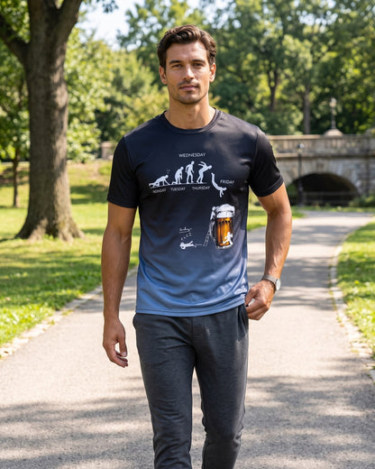 KZZ Men's 3D Printed Beer Evolution Graphic Tee