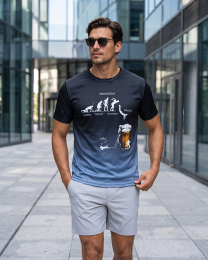 KZZ Men's 3D Printed Beer Evolution Graphic Tee