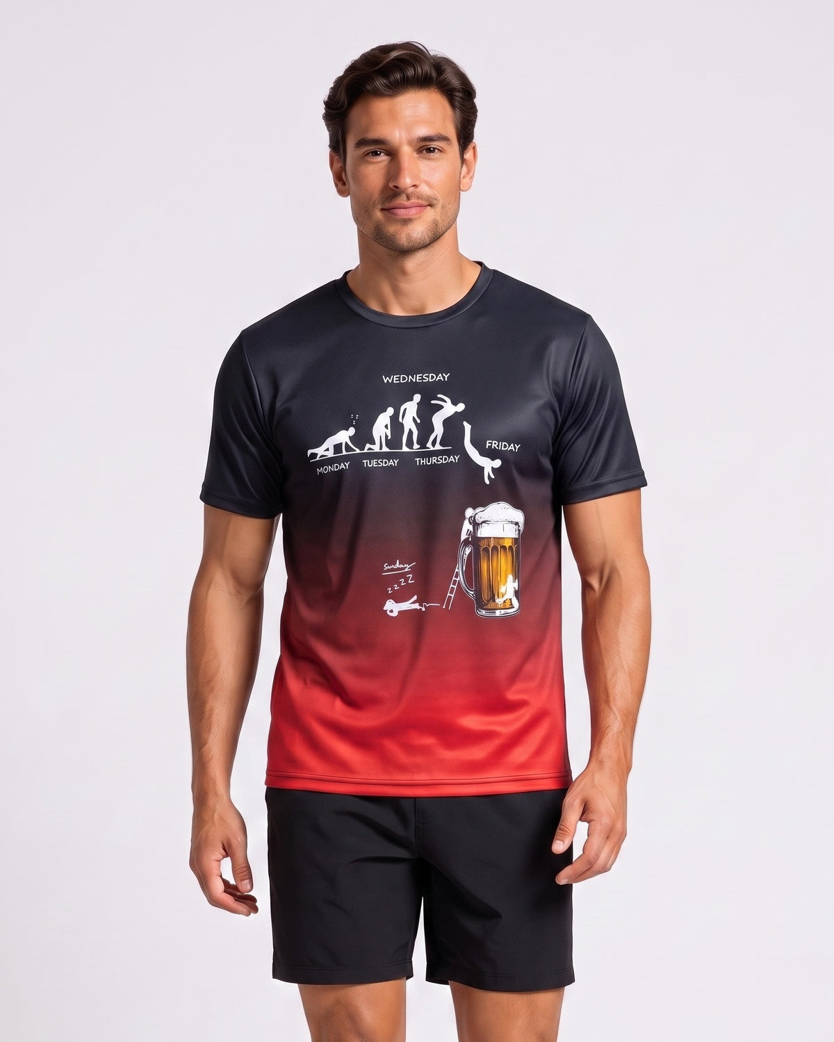 KZZ Men's 3D Printed Beer Evolution Graphic Tee
