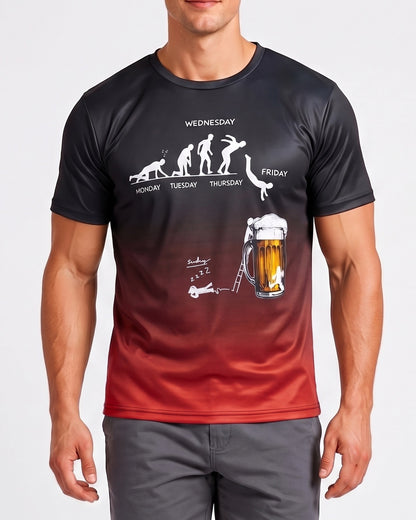 KZZ Men's 3D Printed Beer Evolution Graphic Tee