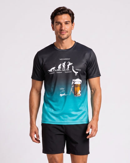 KZZ Men's 3D Printed Beer Evolution Graphic Tee