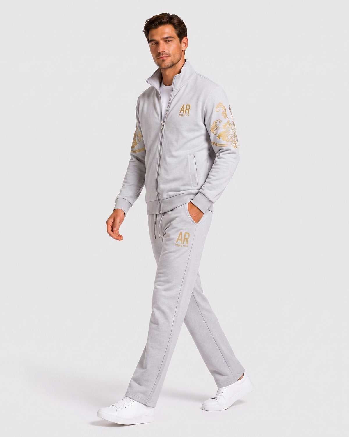 KZZ Everyday Casual Stand Collar Set Men's Fashionable Two-Piece All-Season Versatile