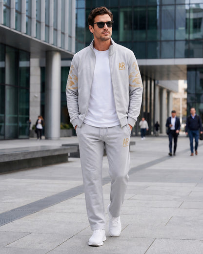 KZZ Everyday Casual Stand Collar Set Men's Fashionable Two-Piece All-Season Versatile