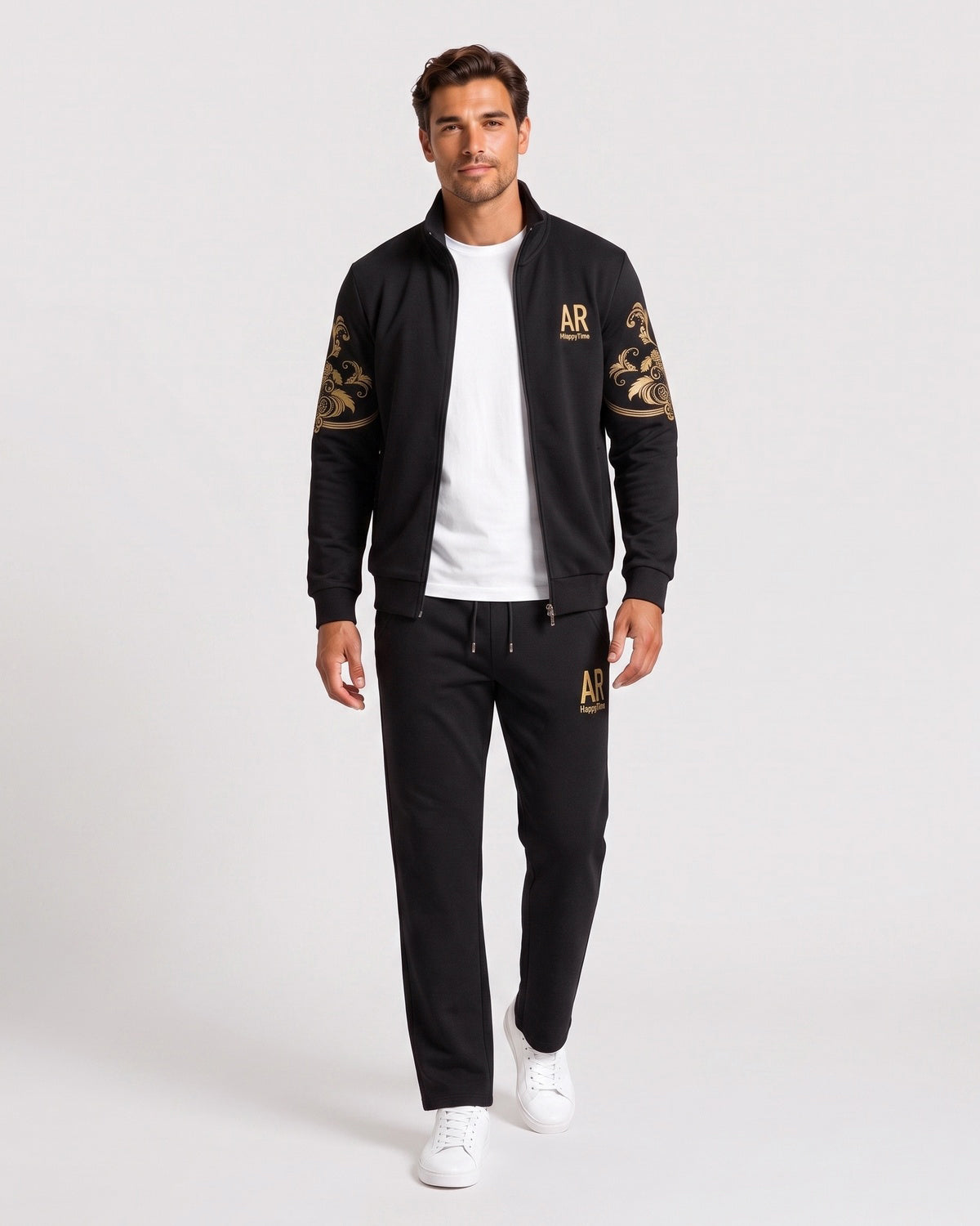 KZZ Everyday Casual Stand Collar Set Men's Fashionable Two-Piece All-Season Versatile