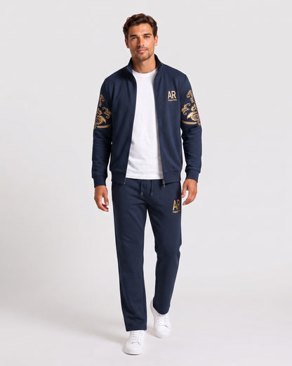 KZZ Everyday Casual Stand Collar Set Men's Fashionable Two-Piece All-Season Versatile