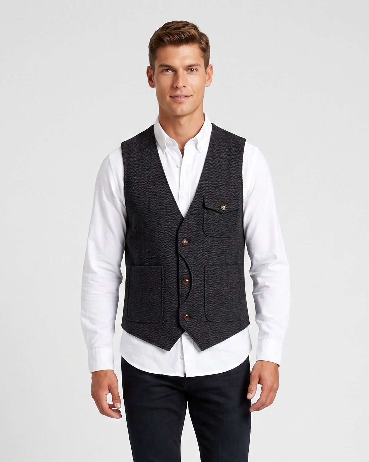 KZZ Men's Retro Tweed Vest