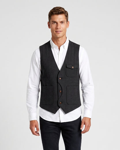 KZZ Men's Retro Tweed Vest