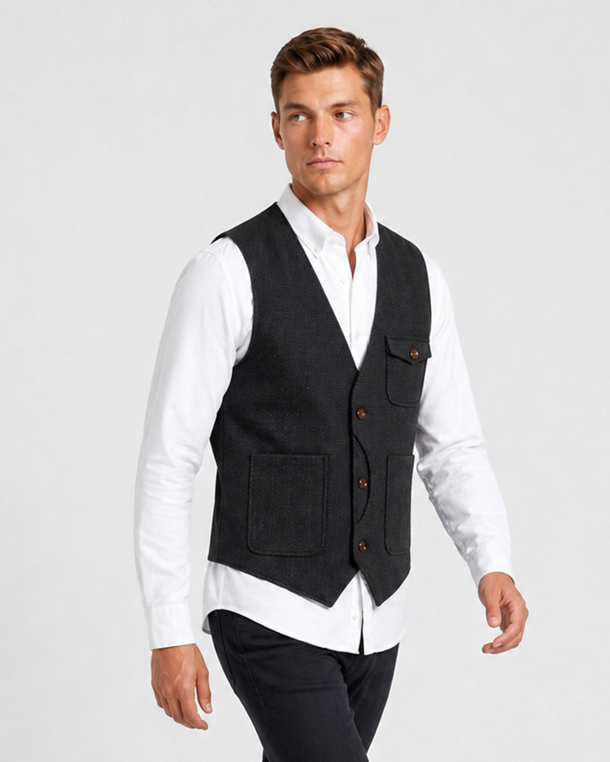 KZZ Men's Retro Tweed Vest