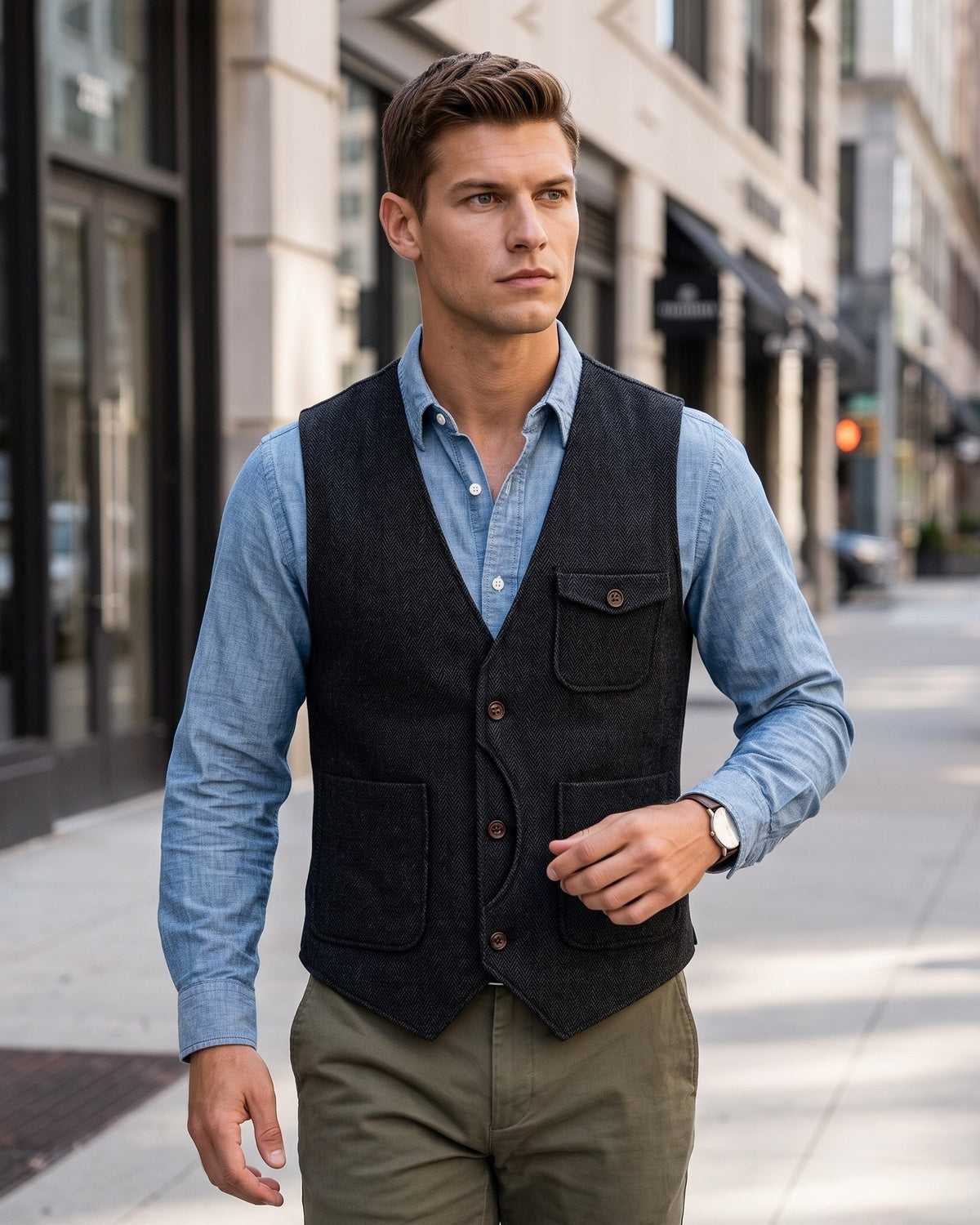 KZZ Men's Retro Tweed Vest