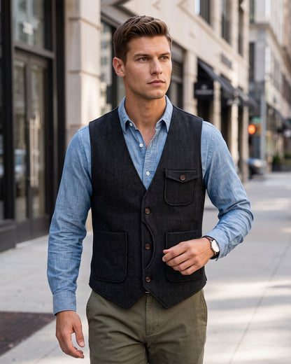 KZZ Men's Retro Tweed Vest