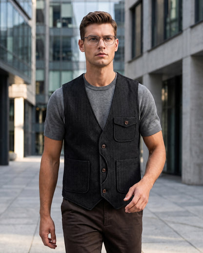 KZZ Men's Retro Tweed Vest