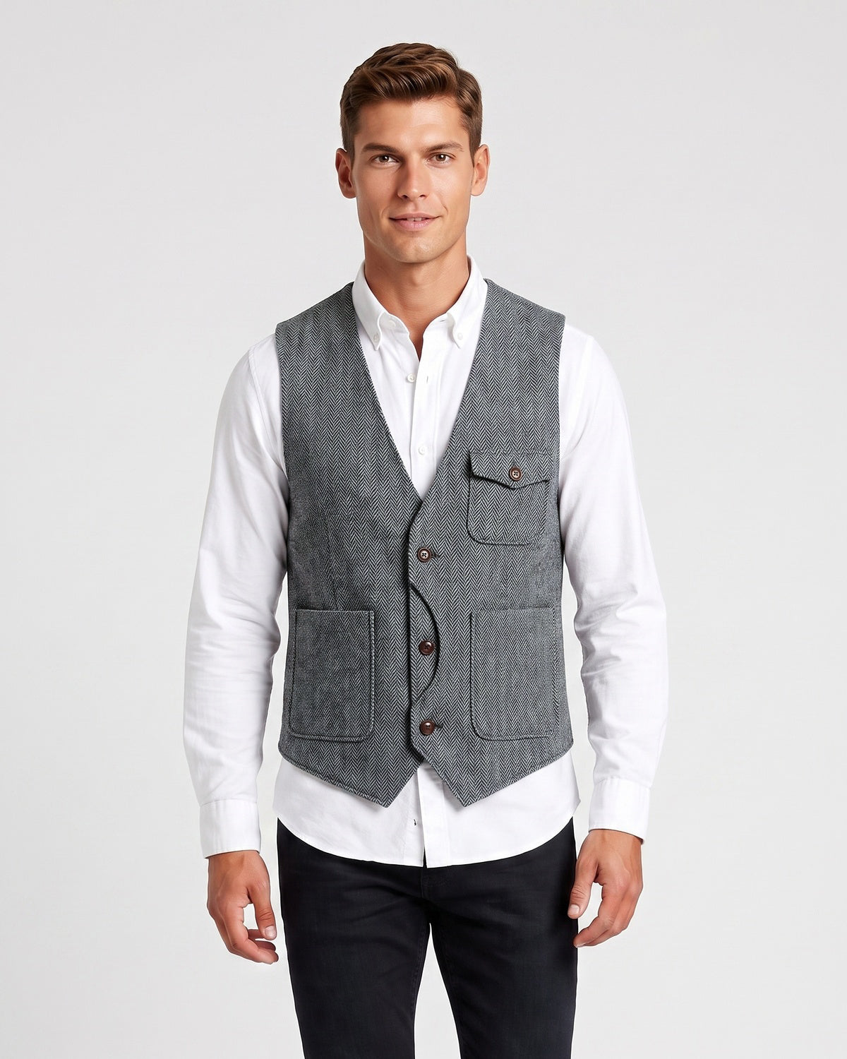 KZZ Men's Retro Tweed Vest