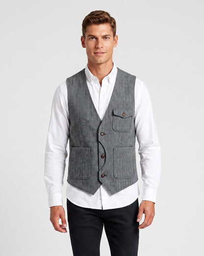 KZZ Men's Retro Tweed Vest