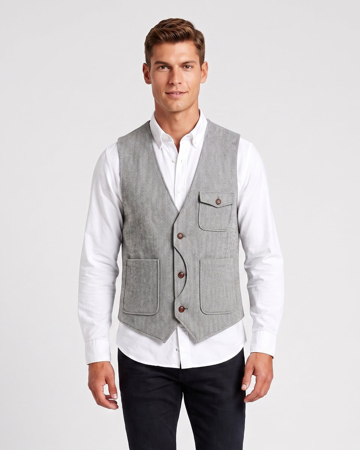 KZZ Men's Retro Tweed Vest