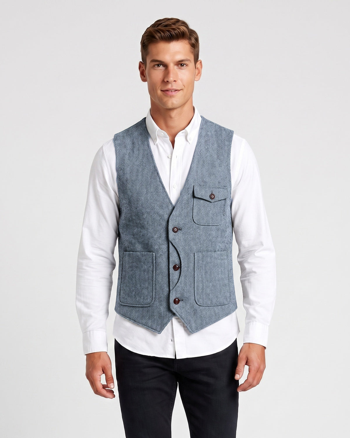 KZZ Men's Retro Tweed Vest
