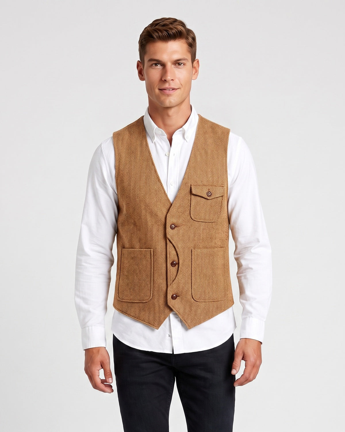 KZZ Men's Retro Tweed Vest