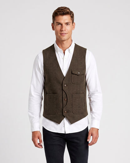 KZZ Men's Retro Tweed Vest