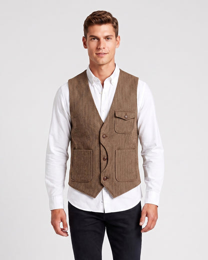 KZZ Men's Retro Tweed Vest