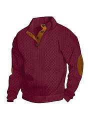 KZZ Men's Colorblock Jacquard Button-Front Sweatshirt