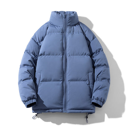 KZZ Solid Thickened Zipper Drawstring Cotton Jacket, Cold Weather Gear