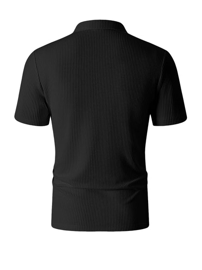KZZ Men's Knitted Short-Sleeve Polo Shirt