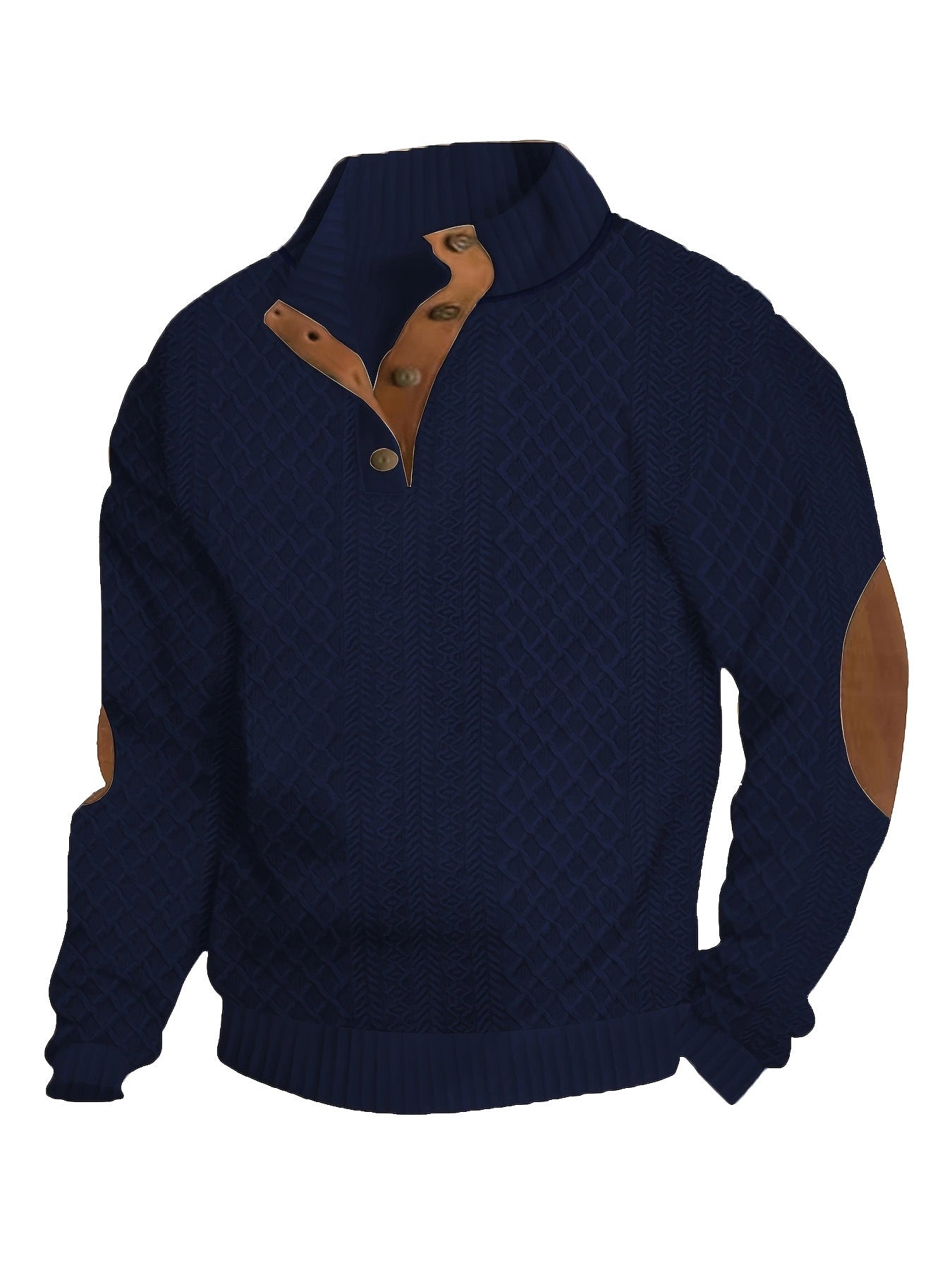 KZZ Men's Colorblock Jacquard Button-Front Sweatshirt