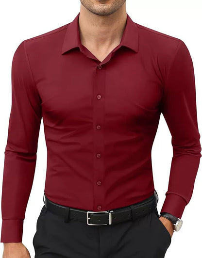 KZZ Men's Super Stretch Dress Shirt, Quick-Drying, Breathable and Wrinkle-Resistant