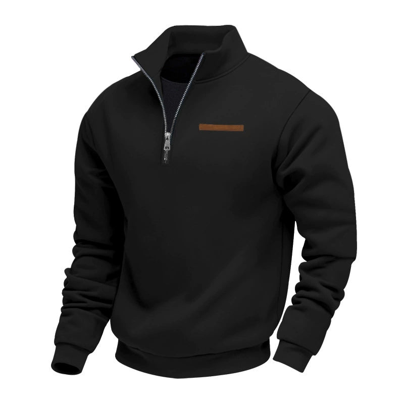 KZZ Men's Solid Half Zip Up Sweatshirt Loose Casual Long Sleeve