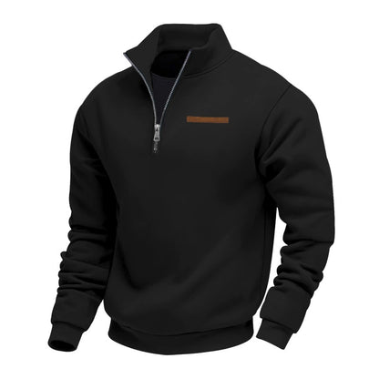 KZZ Men's Solid Half Zip Up Sweatshirt Loose Casual Long Sleeve