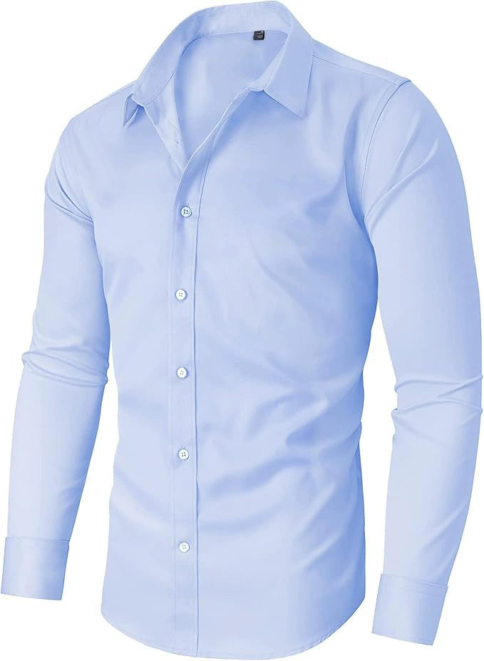 KZZ Men's Super Stretch Dress Shirt, Quick-Drying, Breathable and Wrinkle-Resistant