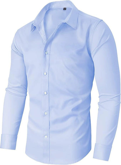 KZZ Men's Super Stretch Dress Shirt, Quick-Drying, Breathable and Wrinkle-Resistant