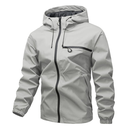 KZZ solid color pocket drawstring hooded jacket, waterproof and wear-resistant