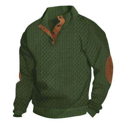 KZZ Men's Colorblock Jacquard Button-Front Sweatshirt