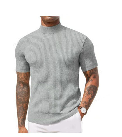 KZZ Ribbed Knit Pullover Solid Tee