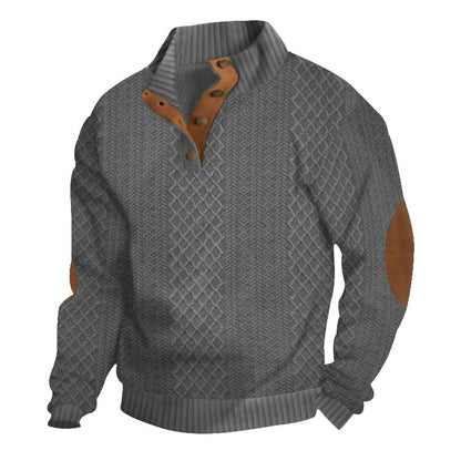 KZZ Men's Colorblock Jacquard Button-Front Sweatshirt