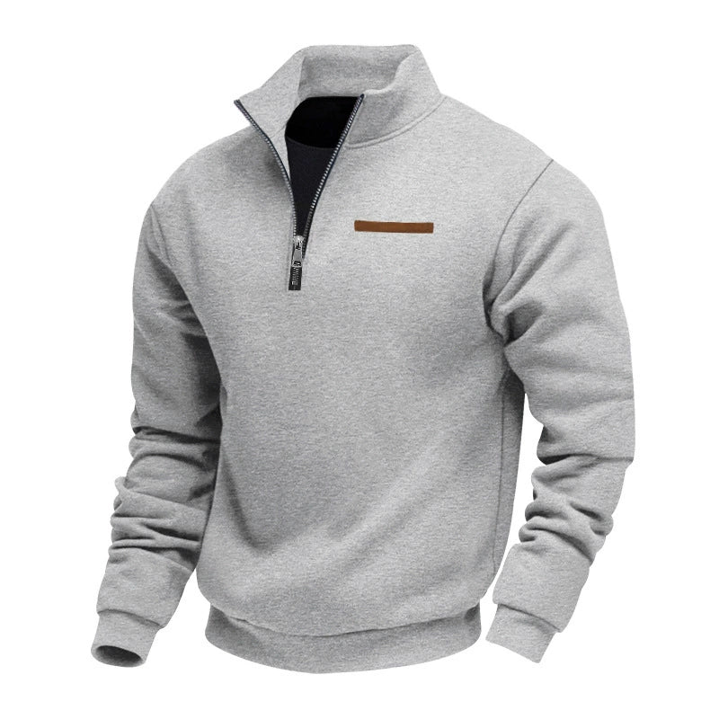 KZZ Men's Solid Half Zip Up Sweatshirt Loose Casual Long Sleeve